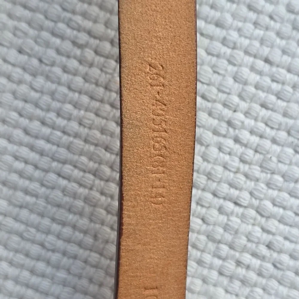 Thin extra long tan 100% leather belt